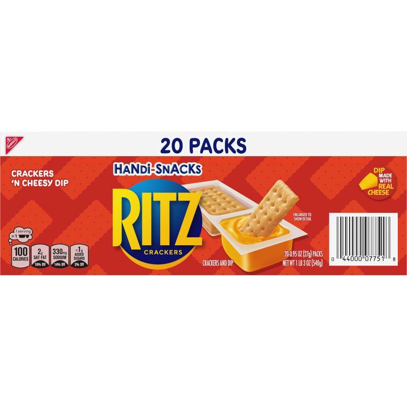 slide 10 of 12, Handi-Snacks Ritz Crackers 'N Cheese Dip - 19oz/20ct, 19 oz, 20 ct