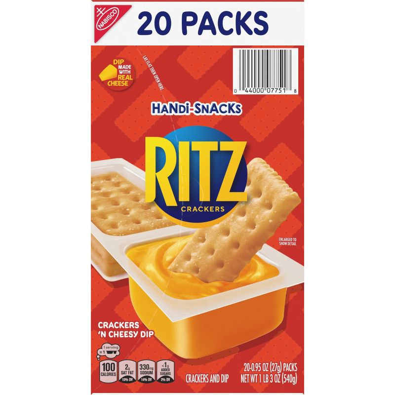 slide 11 of 12, Handi-Snacks Ritz Crackers 'N Cheese Dip - 19oz/20ct, 19 oz, 20 ct