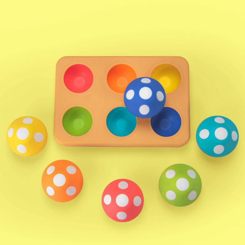 slide 2 of 4, Sassy Toys Moody Matching Mushrooms Stacking Toy, 1 ct