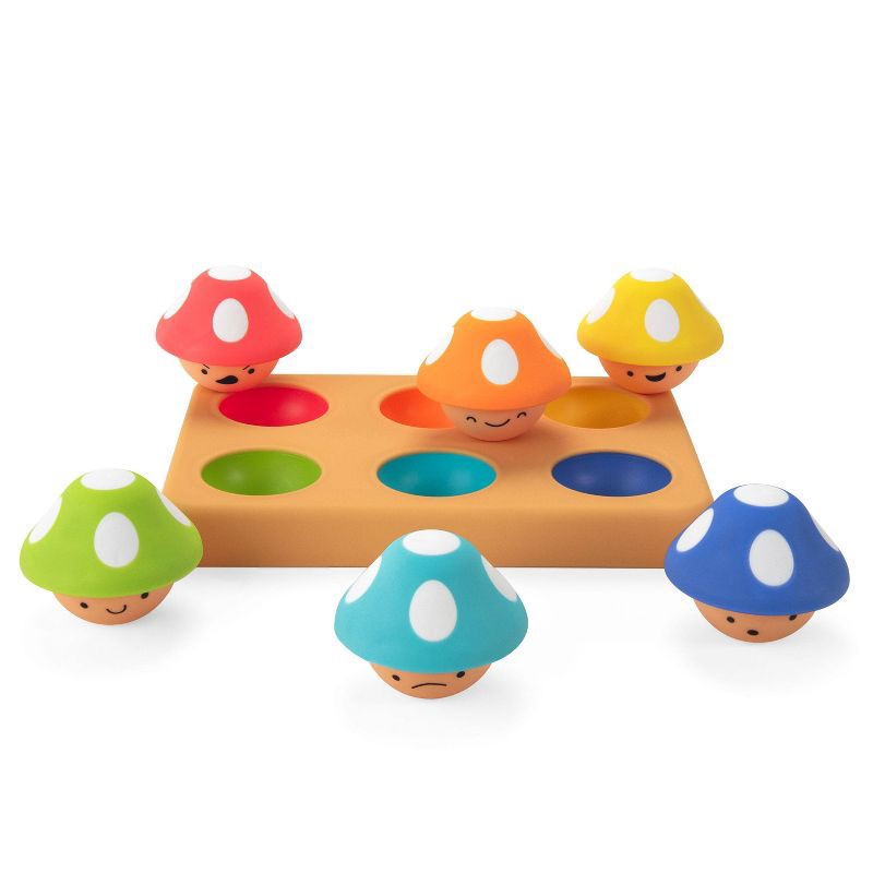 slide 1 of 4, Sassy Toys Moody Matching Mushrooms Stacking Toy, 1 ct