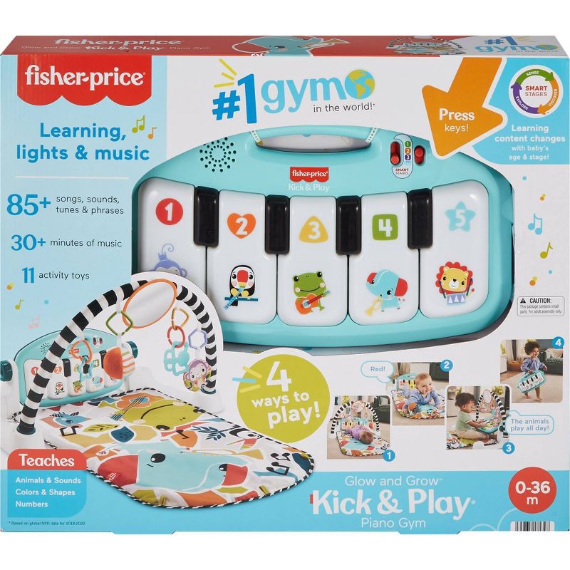 slide 2 of 6, Fisher-Price Glow & Grow Kick and Play Gym - Blue, 1 ct