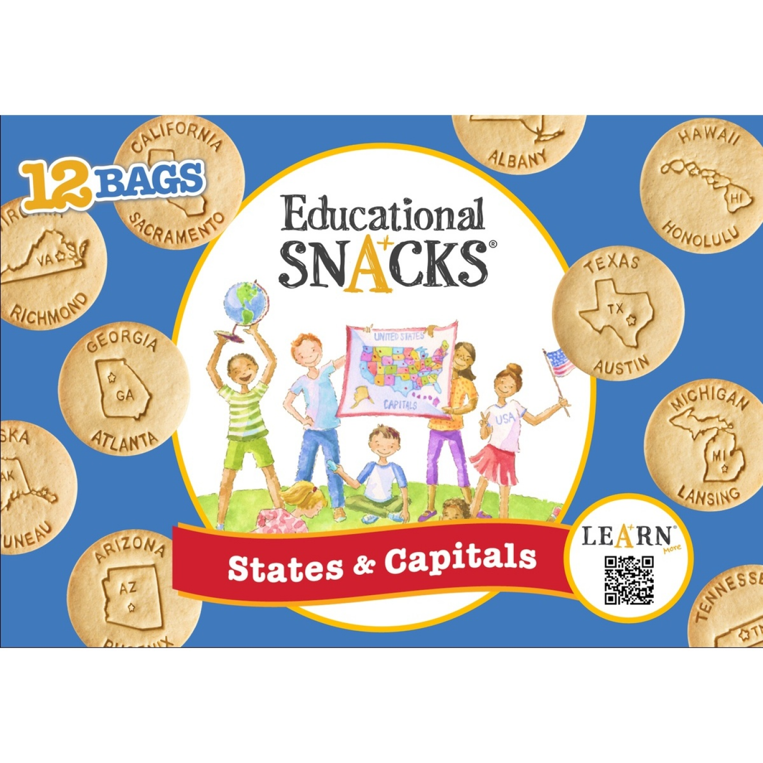 slide 1 of 2, Educational Snacks States & Capitals 12oz 12ct, 12 ct; 12 oz