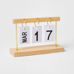 Rubber Wood Desk Calender Natural Wood - Threshold™: Office Supplies Desk Organizer, Brown Rubberwood, 7.5&quot; Width