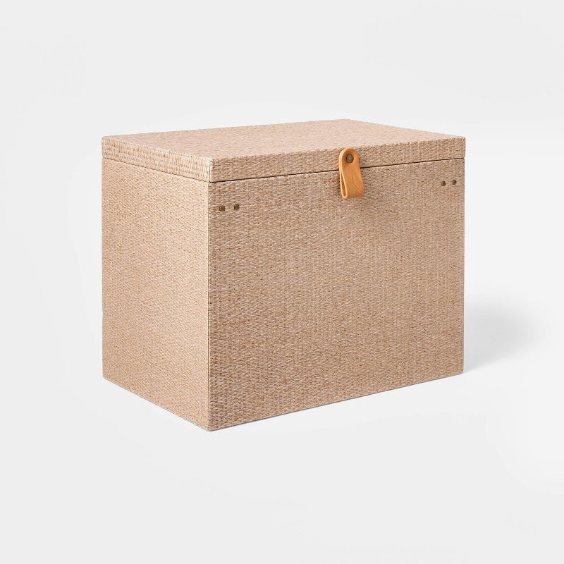 slide 1 of 5, Woven File Box Taupe - Threshold™: Office Desk Organizer, Supplies Holder, , 11.5" H x 14" D x 9" W, 1 ct