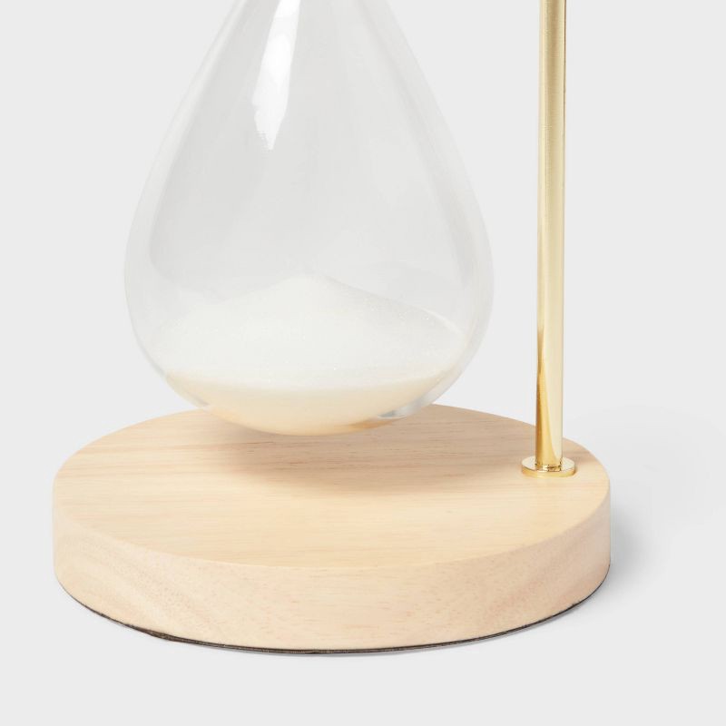 slide 3 of 3, Decorative Hourglass with Rubber Wood Stand Natural Wood - Threshold™: Indoor Sand Timer Decorative Object, 1 ct