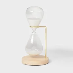 Decorative Hourglass with Rubber Wood Stand Natural Wood - Threshold™: Indoor Sand Timer Decorative Object