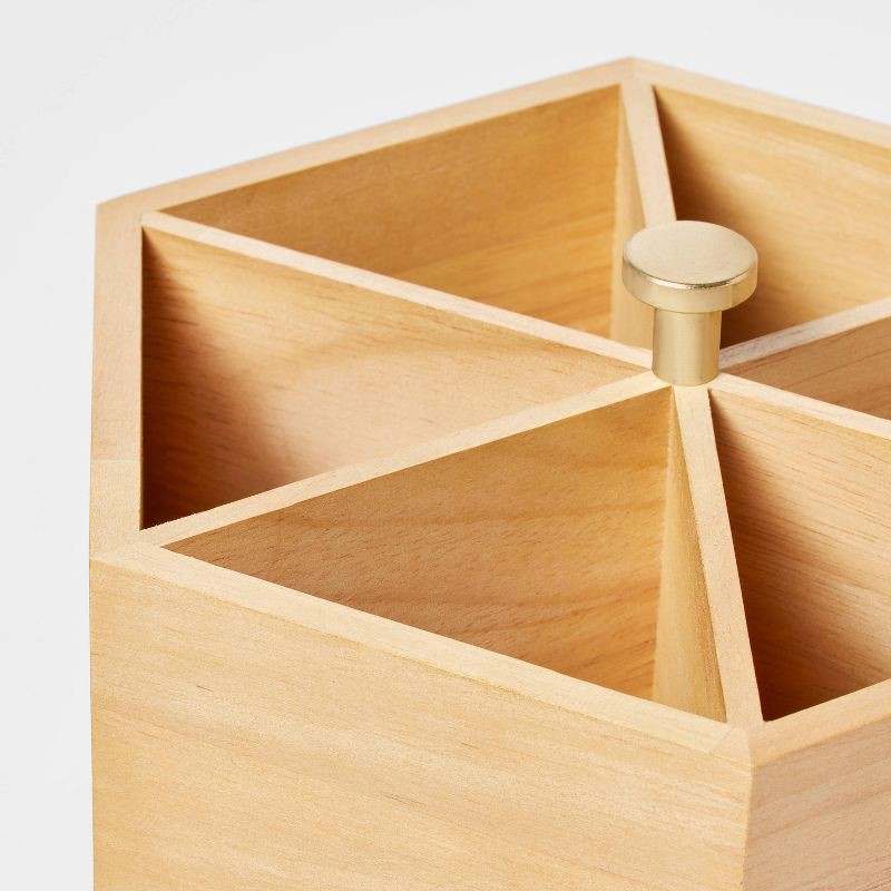 slide 3 of 3, Wooden Spinning Pencil Caddy Naturals - Threshold™: Desk Organizer & Pen Holder, Rubberwood,, 1 ct