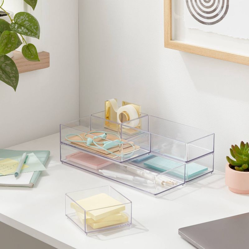 slide 2 of 3, Acrylic Desk Drawer Organizer Clear - Brightroom™: Office & Stationery Holder, 20% Recycled Plastic, 12"x8"x4", 1 ct