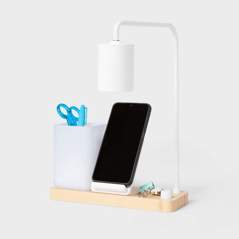 slide 3 of 4, Desk Lamp with Wireless Charging and Storage (Includes LED Light Bulb) - Brightroom™: Table Lamp, Desk Organizer, USB Port, 1 ct
