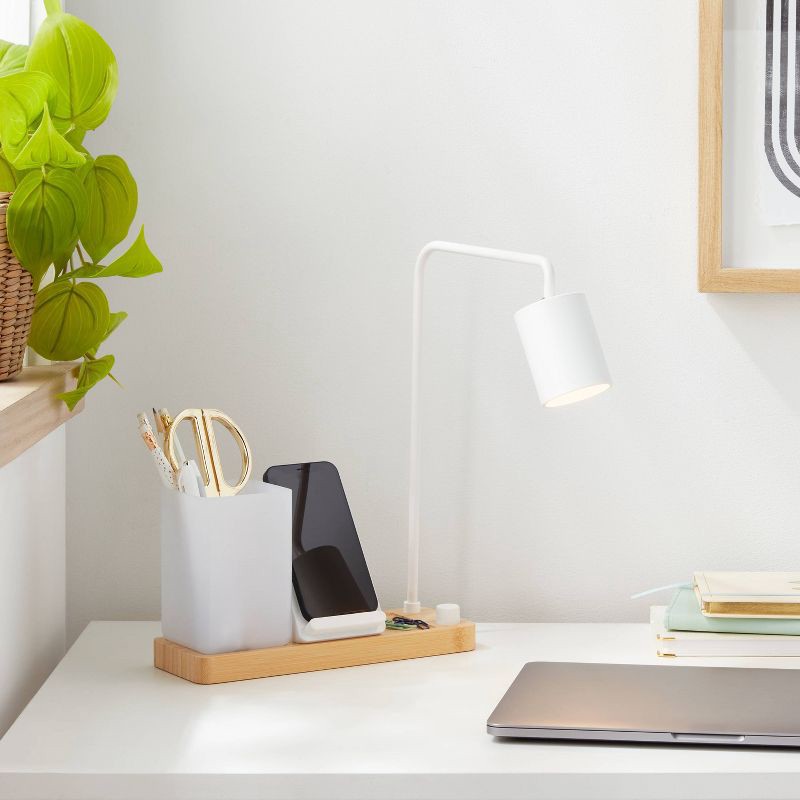 slide 1 of 4, Desk Lamp with Wireless Charging and Storage (Includes LED Light Bulb) - Brightroom™: Table Lamp, Desk Organizer, USB Port, 1 ct