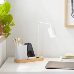 Desk Lamp with Wireless Charging and Storage (Includes LED Light Bulb) - Brightroom™: Table Lamp, Desk Organizer, USB Port