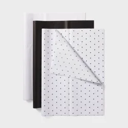 20ct Polka Dot and Solid Tissue Paper Black/White - Spritz™