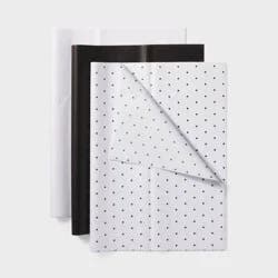 20ct Polka Dot and Solid Tissue Paper Black/White - Spritz™