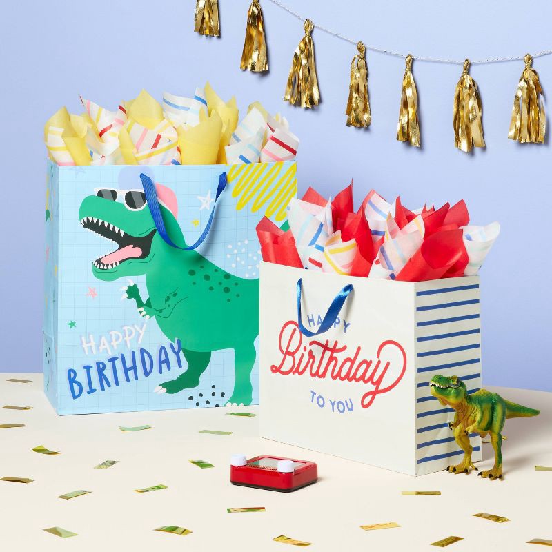 slide 2 of 3, 20ct Tissue Paper Red/Yellow/Multi Stripe Print - Spritz™, 20 ct