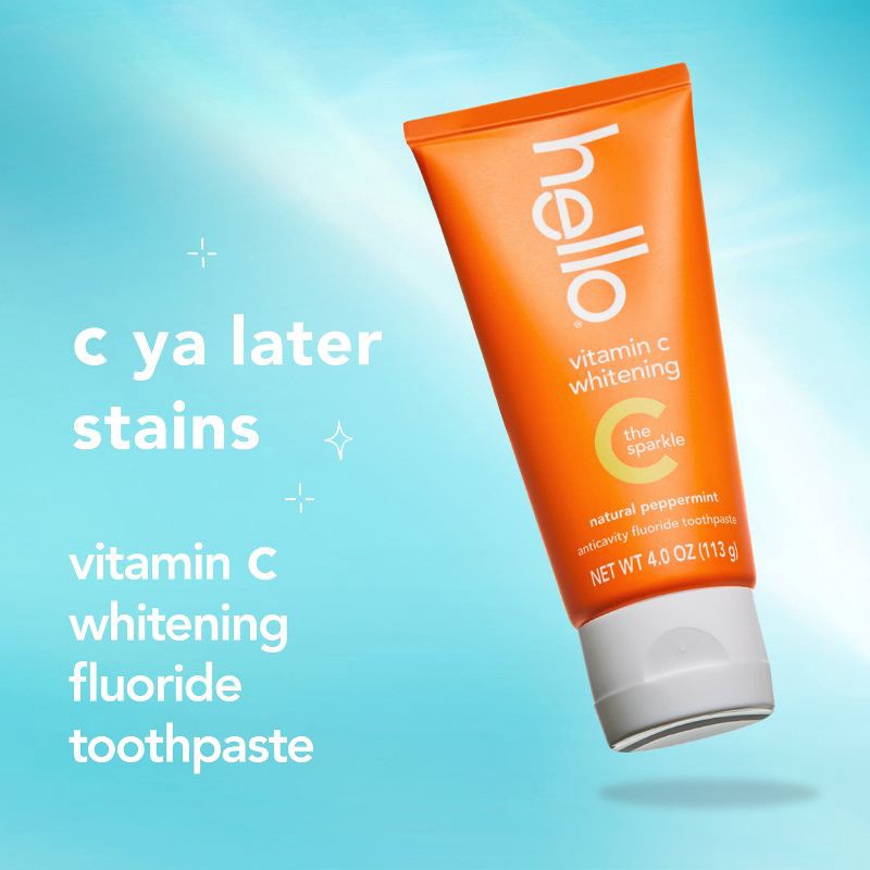 slide 3 of 17, hello Vitamin C Teeth Whitening Toothpaste with Fluoride - Natural Peppermint - 4oz, 4 oz
