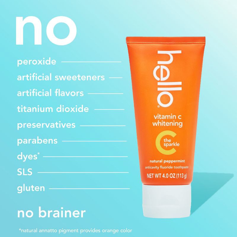 slide 8 of 17, hello Vitamin C Teeth Whitening Toothpaste with Fluoride - Natural Peppermint - 4oz, 4 oz