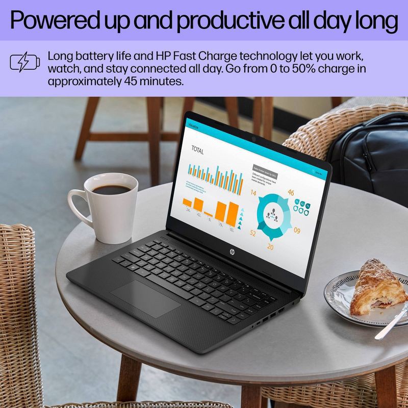 slide 11 of 14, HP Inc. HP 14" Touchscreen Laptop - Intel Celeron - 4GB RAM - 64GB eMMC Storage - Windows 11 - Black (14-dq0706tg), 1 ct