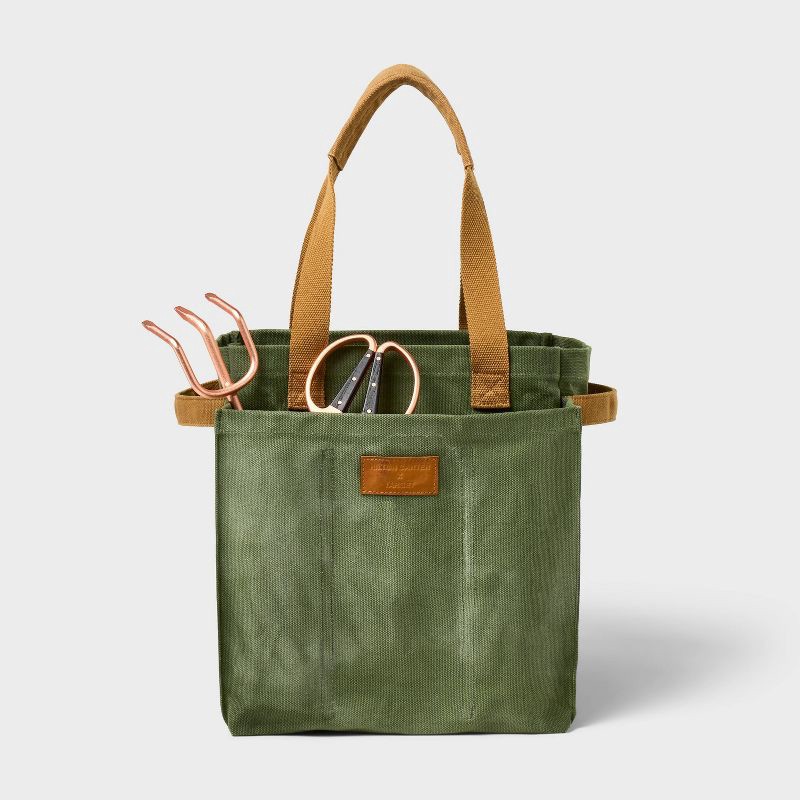 slide 3 of 3, Hilton Carter for Target 20 oz. Boxy Waxed Canvas Garden Tote Green, 20 oz
