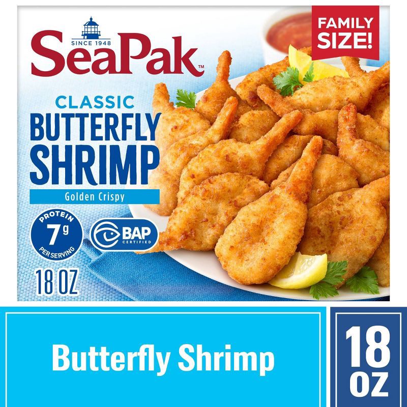 slide 2 of 6, Sea Pak Butterfly Shrimp with Crispy Breading - Frozen - 18oz, 18 oz