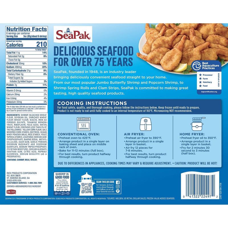 slide 2 of 7, Sea Pak Butterfly Shrimp with Crispy Breading - Frozen - 18oz, 18 oz