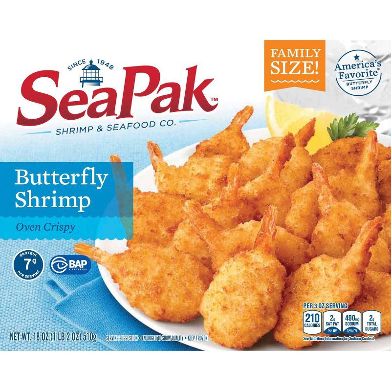 slide 1 of 6, Sea Pak Butterfly Shrimp with Crispy Breading - Frozen - 18oz, 18 oz