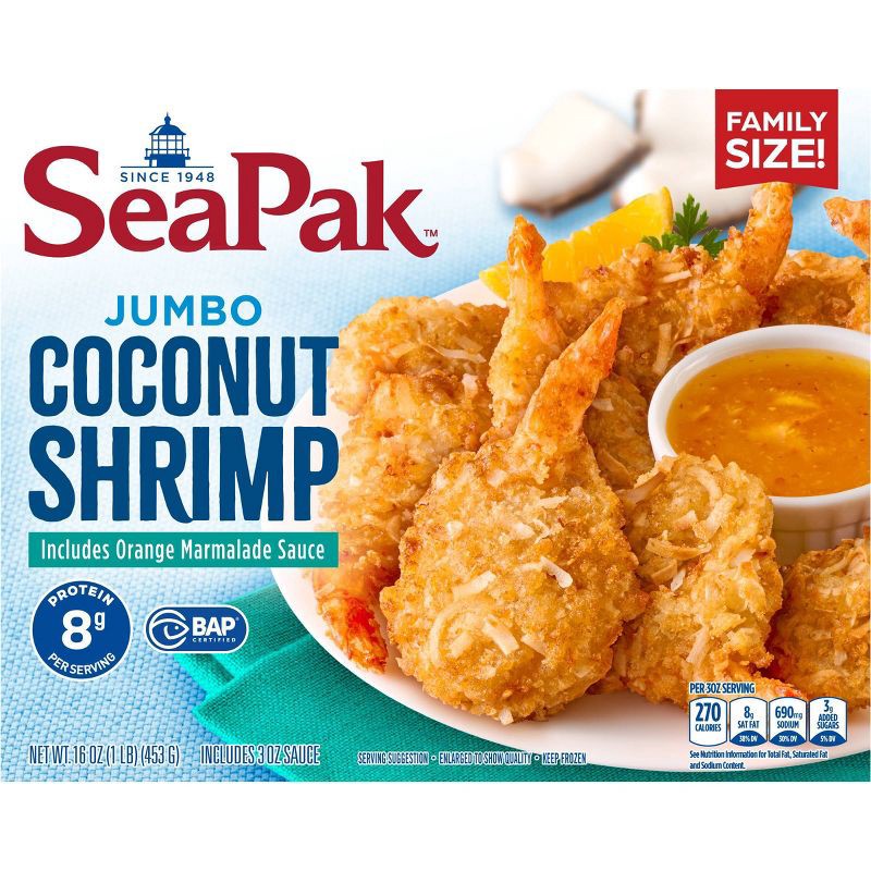 slide 2 of 7, Sea Pak Jumbo Coconut Shrimp - Frozen - 16oz, 16 oz