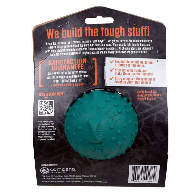 slide 2 of 6, Bullymake Blue Puffer Fish with Tropical Fruit Scent Toss N Treat Dog Toy, 1 ct