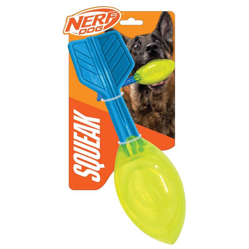 slide 1 of 7, NERF 12" TPR Squeak Vortex Interactive Dog Toy - Green/Blue, 1 ct