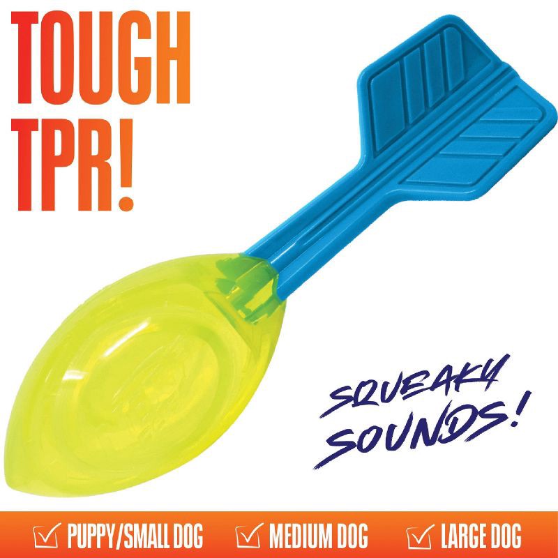 slide 4 of 7, NERF 12" TPR Squeak Vortex Interactive Dog Toy - Green/Blue, 1 ct