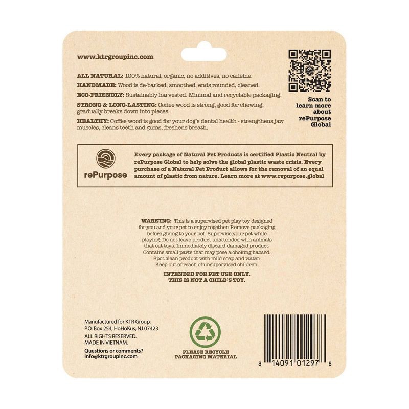 slide 2 of 4, Natural Pet Coffee Wood Dog Chew Stick - S/M, 1 ct