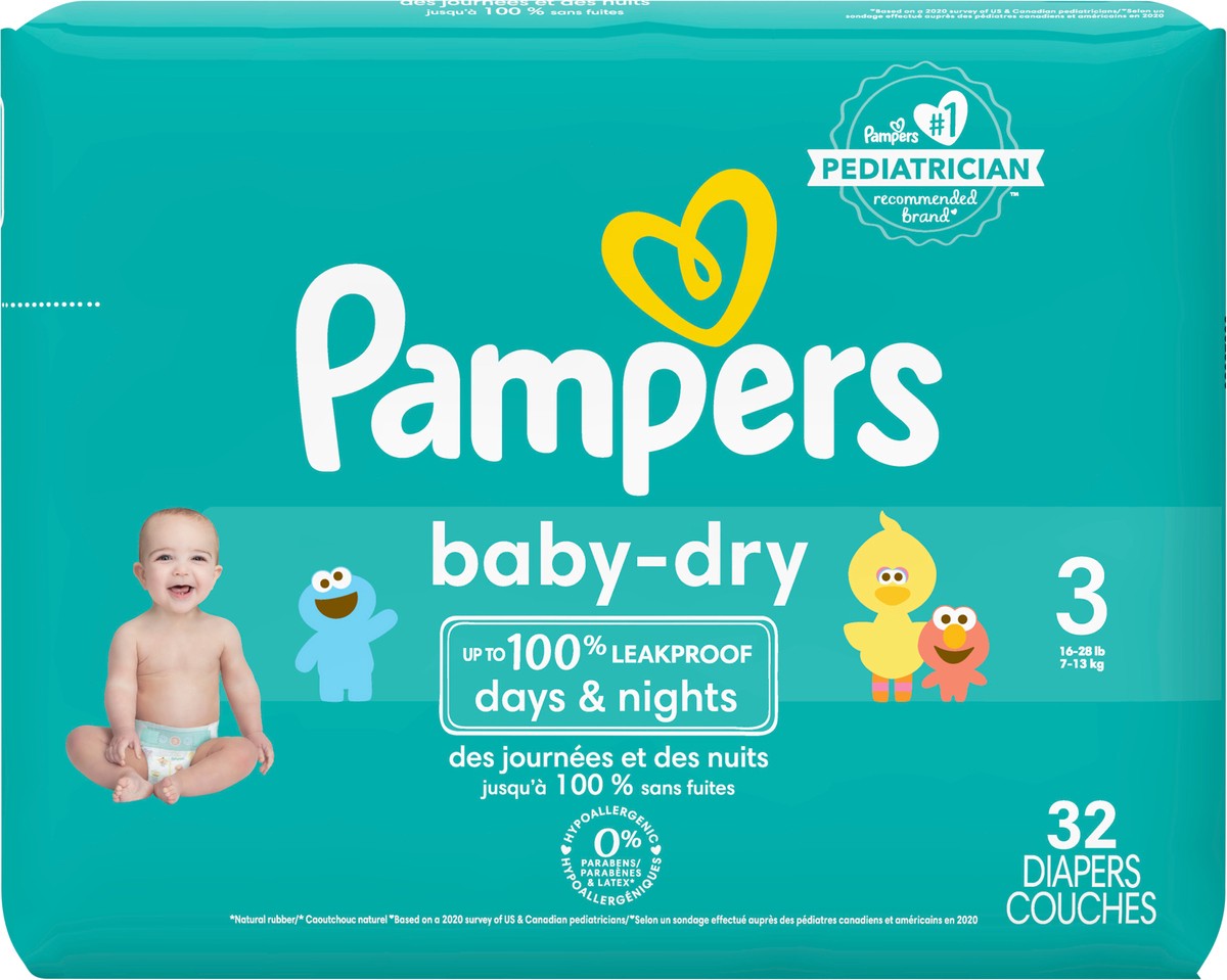 slide 4 of 4, Pampers Baby Dry Diapers Size 3 32 Count, 32 ct