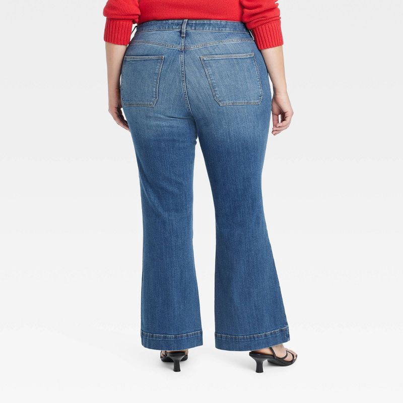 slide 2 of 3, Women's High-Rise Relaxed Flare Jeans - Ava & Viv™ Blue Denim 16: Cotton-Spandex Blend, Midweight Fabric, 1 ct