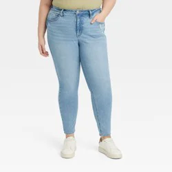 Women's High-Rise Skinny Jeans - Ava & Viv™ Light Wash 16: Plus Size Denim, Stretch Fabric, 30" Inseam, Belt Loops