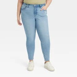 Women's High-Rise Skinny Jeans - Ava & Viv™ Light Wash 26: Stretch Denim, Plus Size
