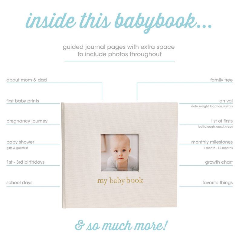 slide 7 of 9, Pearhead Linen Babybook, 1 ct