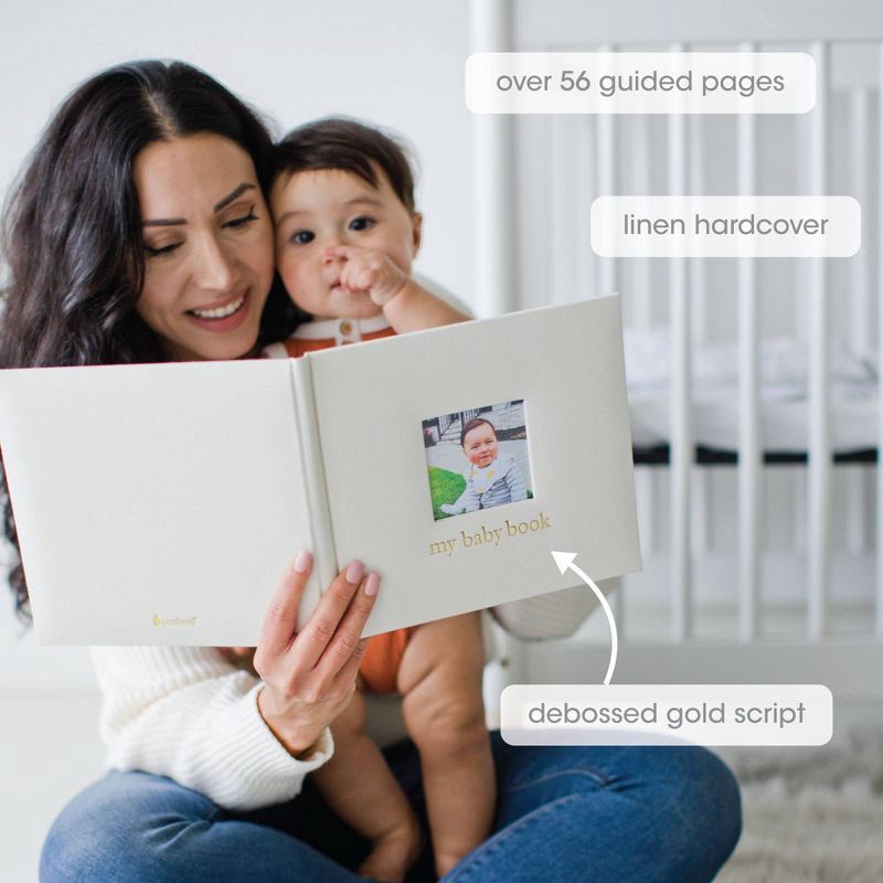 slide 8 of 9, Pearhead Linen Babybook, 1 ct