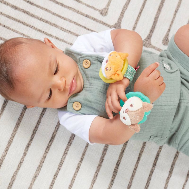 slide 2 of 6, Infantino Wrist Rattles - Fox and Deer, 1 ct