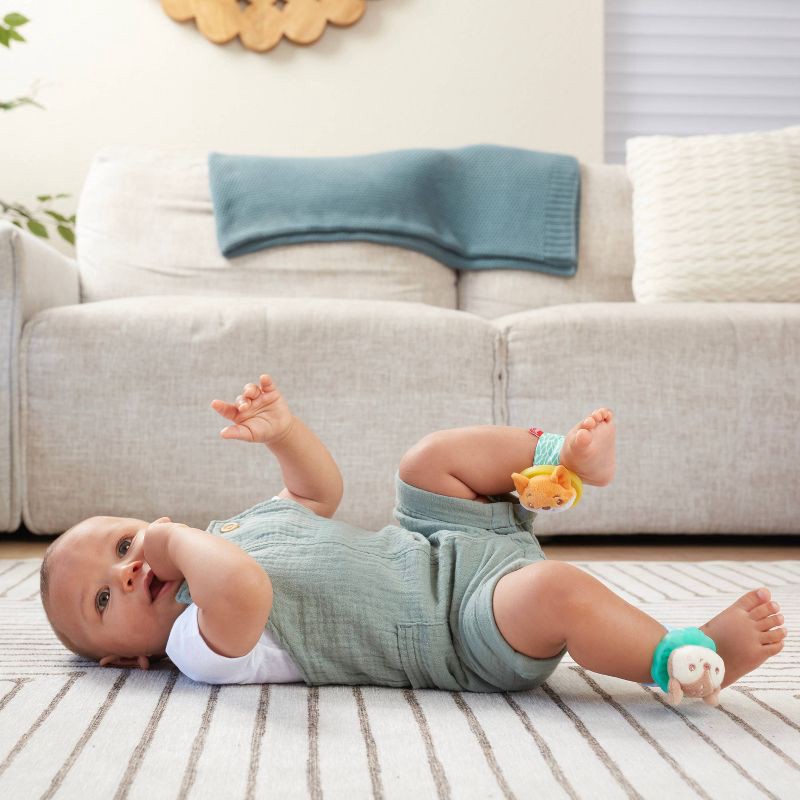 slide 3 of 6, Infantino Wrist Rattles - Fox and Deer, 1 ct