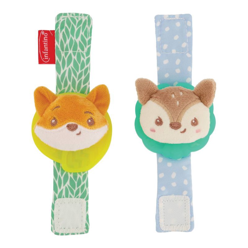 slide 1 of 6, Infantino Wrist Rattles - Fox and Deer, 1 ct