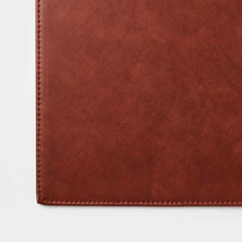 slide 3 of 3, Faux Leather Desk Mat Brown - Threshold™: Desk Pad Protector, Polyurethane, 18"x26", 1 ct