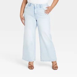 Women's High-Rise Wide Leg Jeans - Ava & Viv™ Aqua Blue 16