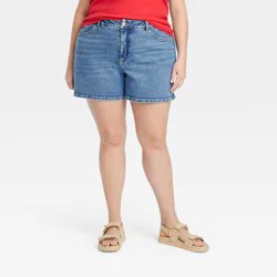 Women's High-Rise Midi Jean Shorts - Ava & Viv™ Medium Wash 18