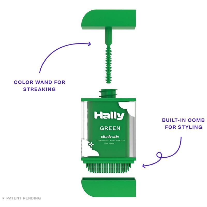 slide 4 of 6, Hally Shade Stix Temporary Wash Out Hair Color - Green - 0.4oz, 0.4 oz