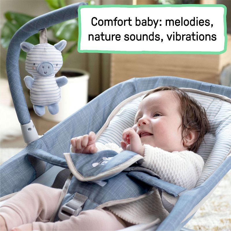 slide 6 of 14, Ingenuity 2-in-1 Happy Belly Rock To Bounce Massage Baby Seat - Chambray, 1 ct