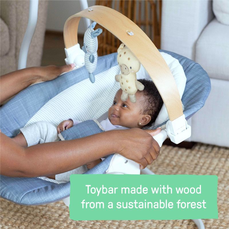 slide 5 of 15, Ingenuity Simple Comfort Compact Swing with Wood Toy Bar - Chambray, 1 ct