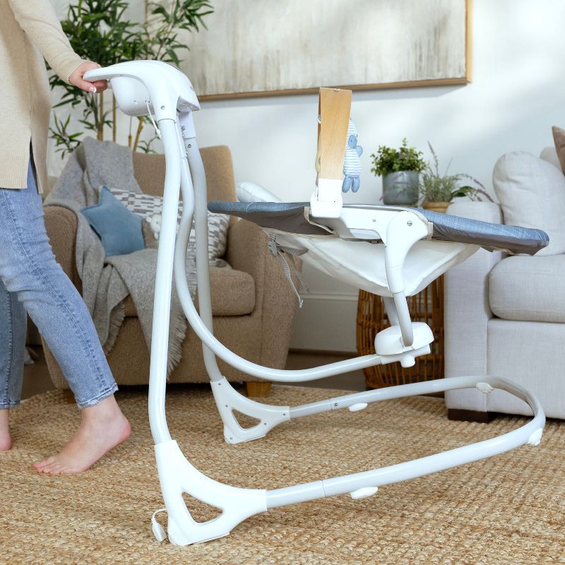 slide 8 of 15, Ingenuity Simple Comfort Compact Swing with Wood Toy Bar - Chambray, 1 ct