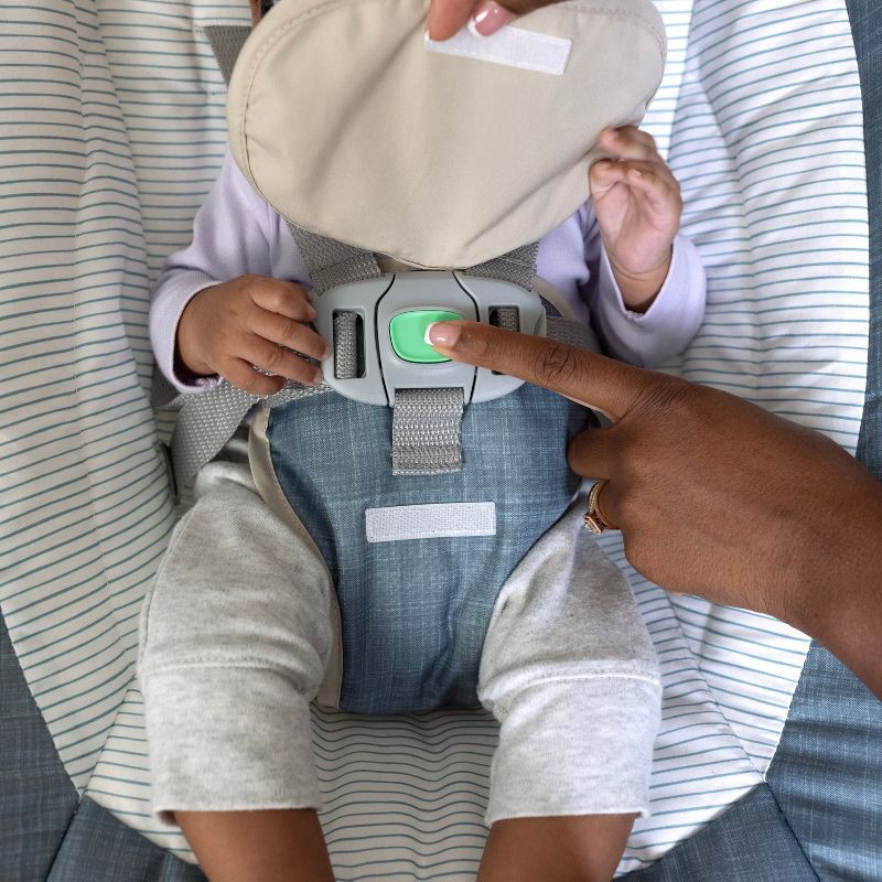 slide 10 of 15, Ingenuity Simple Comfort Compact Swing with Wood Toy Bar - Chambray, 1 ct