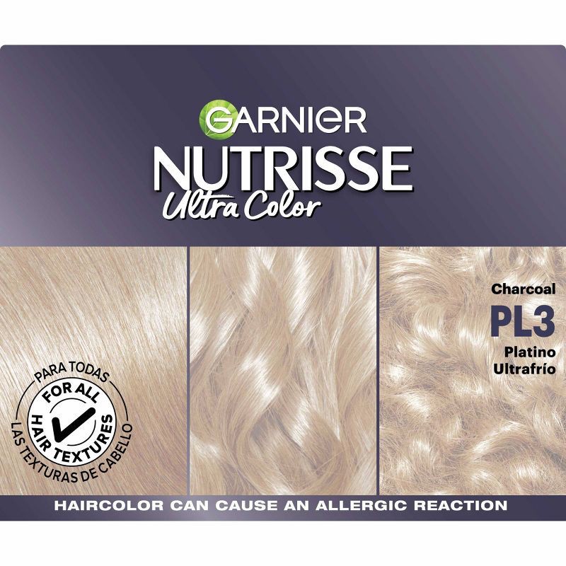slide 4 of 12, Garnier Nutrisse Ultra Color Charcoal Hair Bleach - PL3 Ultra Cool Platinum, 1 ct