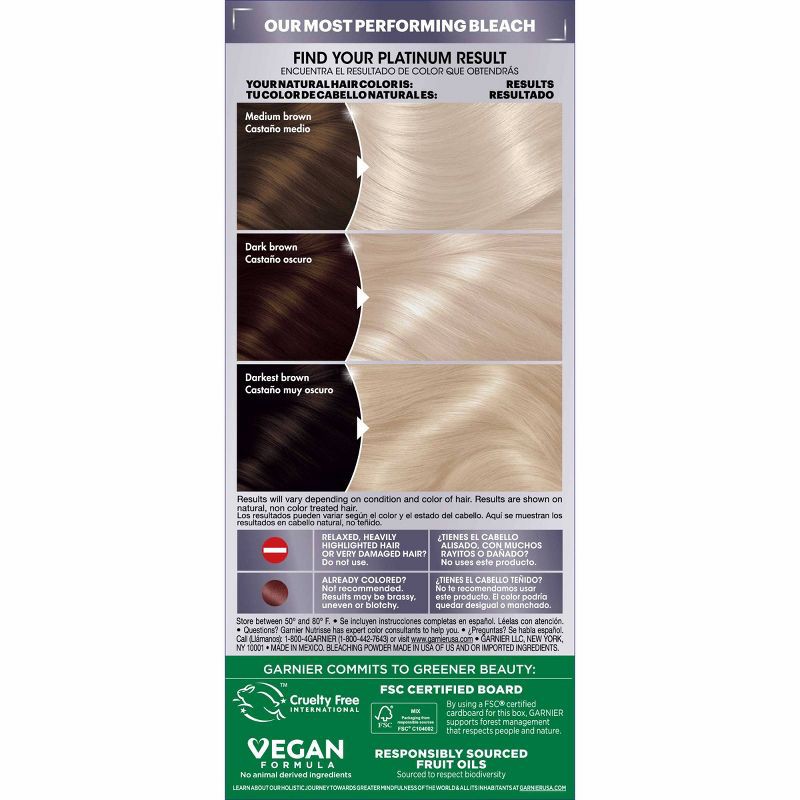 slide 5 of 12, Garnier Nutrisse Ultra Color Charcoal Hair Bleach - PL3 Ultra Cool Platinum, 1 ct