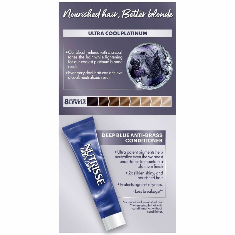 slide 7 of 12, Garnier Nutrisse Ultra Color Charcoal Hair Bleach - PL3 Ultra Cool Platinum, 1 ct